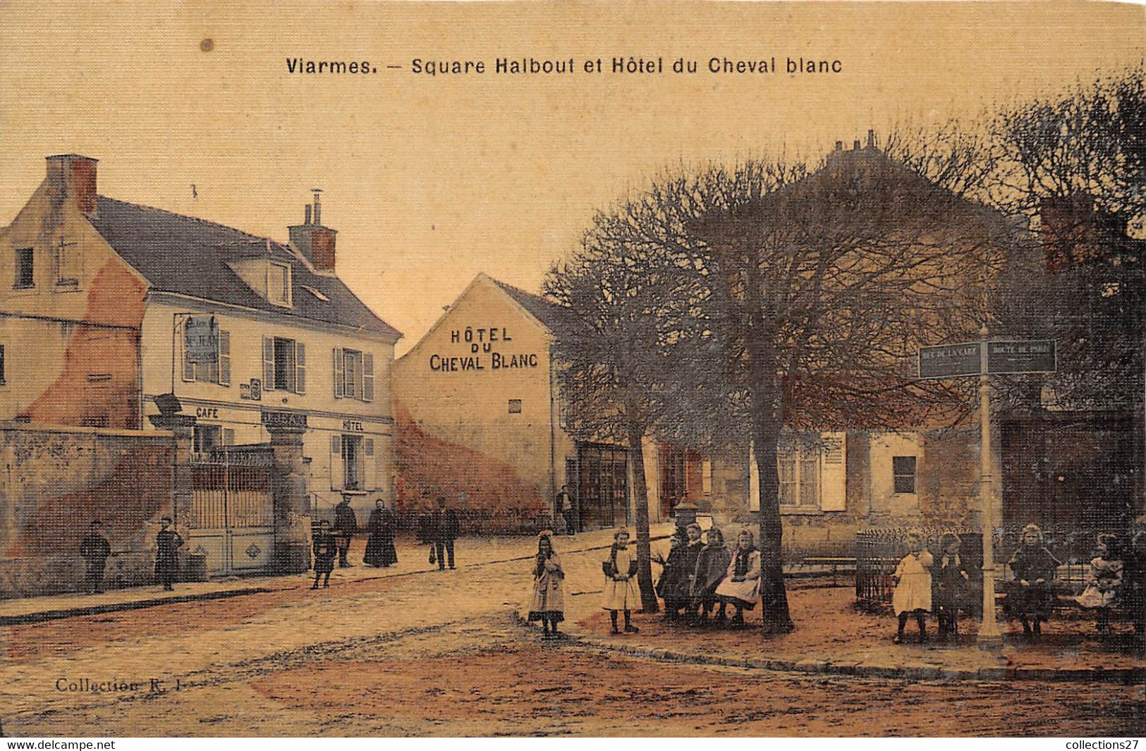 95-VIARMES- SQUARE HALBOUT ET HÔTEL DU CHEVAL BLANC - Viarmes