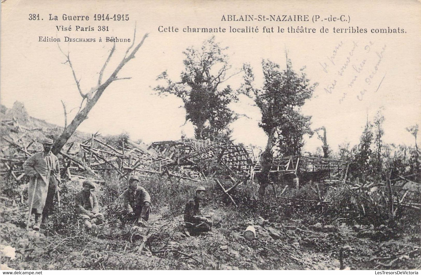 CPA MILITARIAT - 62 - ABLAIN ST NAZAIRE - Théâtre De Terribles Combats - Soldats à Genoux - Guerra 1914-18