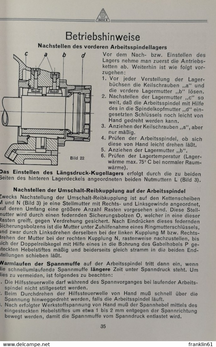 Betriebs-Handbuch INDEX 24-INDEX 36- INDEX 52. - Technique