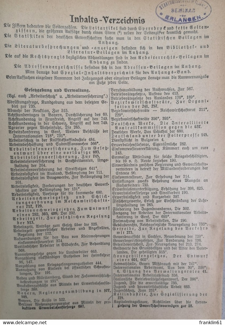 Korrespondenzblatt Des Allgemeinen Deutschen Gewerkschaftsbundes Einunddreißigster Jahrgang 1921. - Glossaries