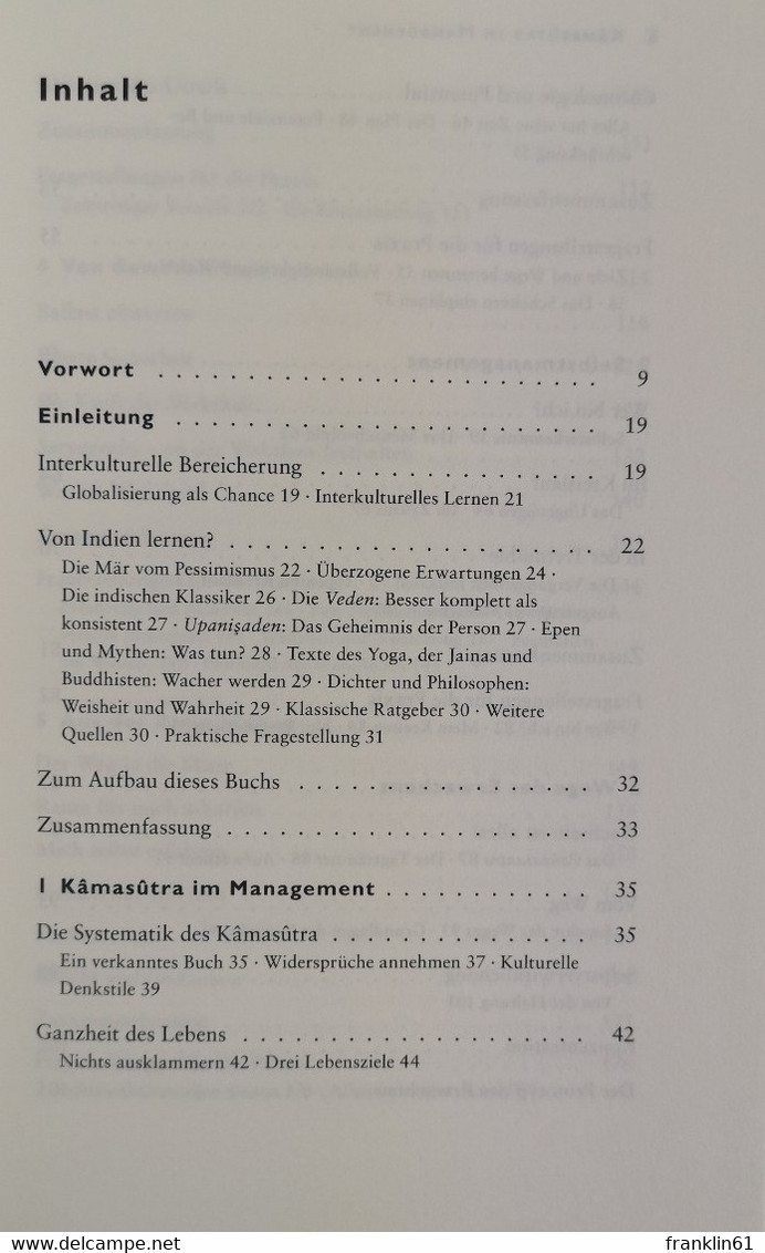 Kamasutra Im Management. Inspirationen Und Weisheiten Aus Indien. - Philosophy