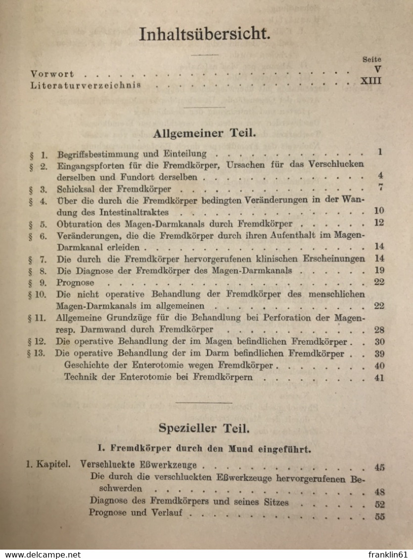 Die Fremdkörper Des Magen-Darmkanals Des Menschen. - Gezondheid & Medicijnen