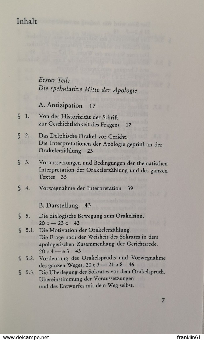 Spekulatives Denken In Platons Frühschriften. Apologie Und Kriton. - Filosofía