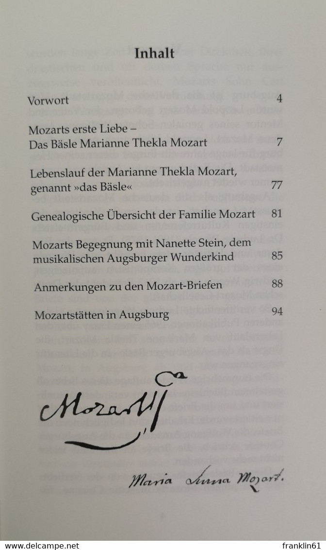 Mozarts Erste Liebe. Das Bäsle Marianne Thekla Mozart. - Musique