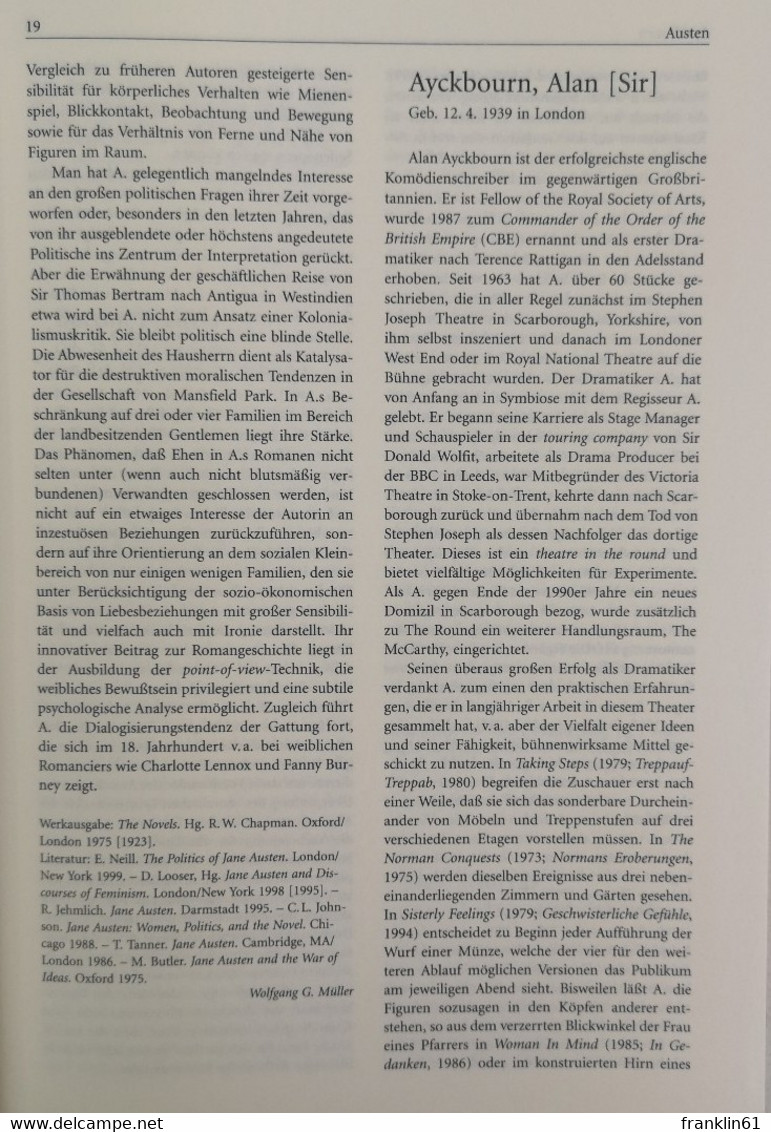 Metzler-Lexikon Englischsprachiger Autorinnen Und Autoren. 631 Porträts Von Den Anfängen Bis Zur Gegenwart. A- - Léxicos