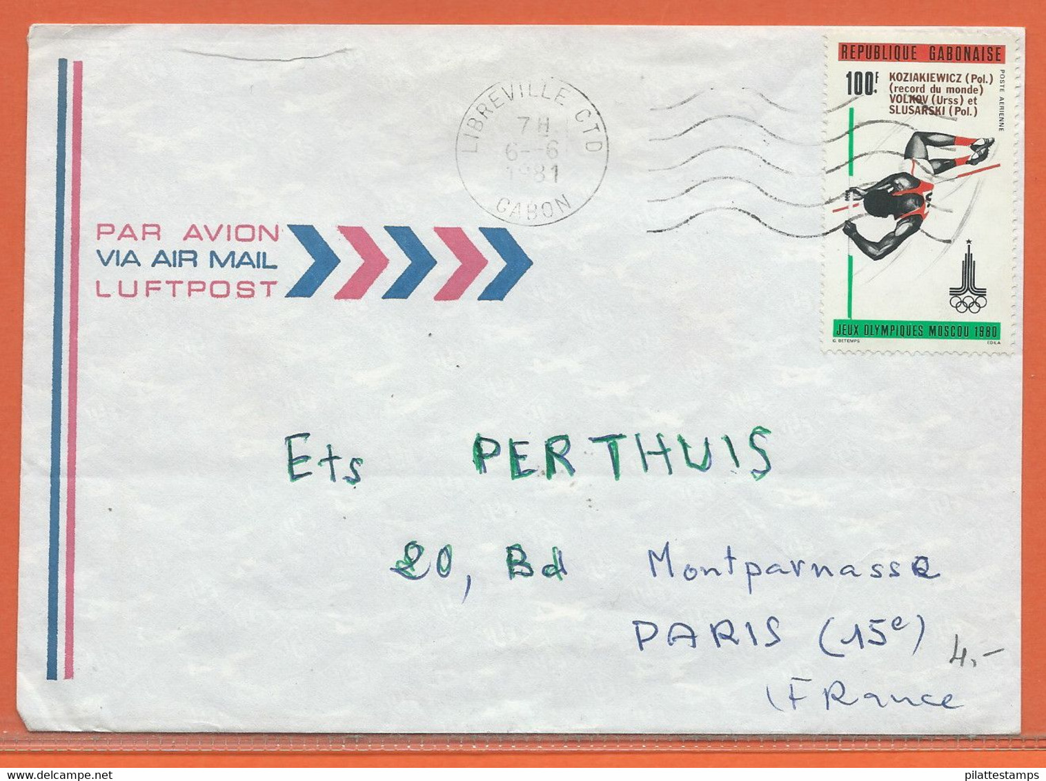 JEUX OLYMPIQUES GABON LETTRE DE 1981 - Badminton