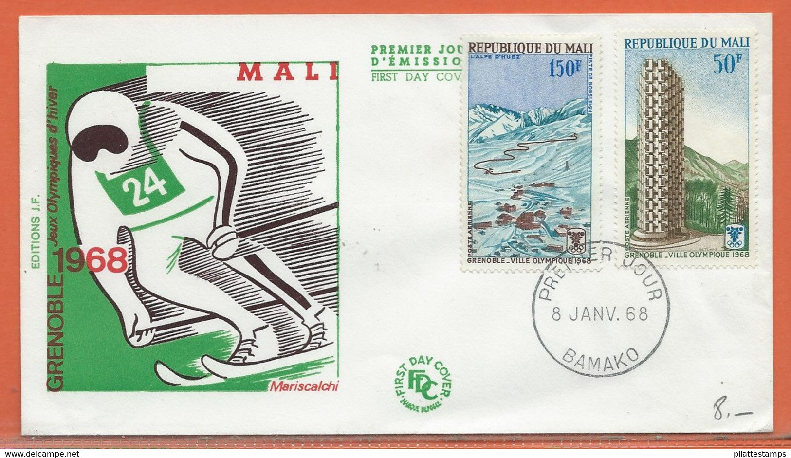 JEUX OLYMPIQUES MALI LETTRE FDC DE 1968 - Bádminton