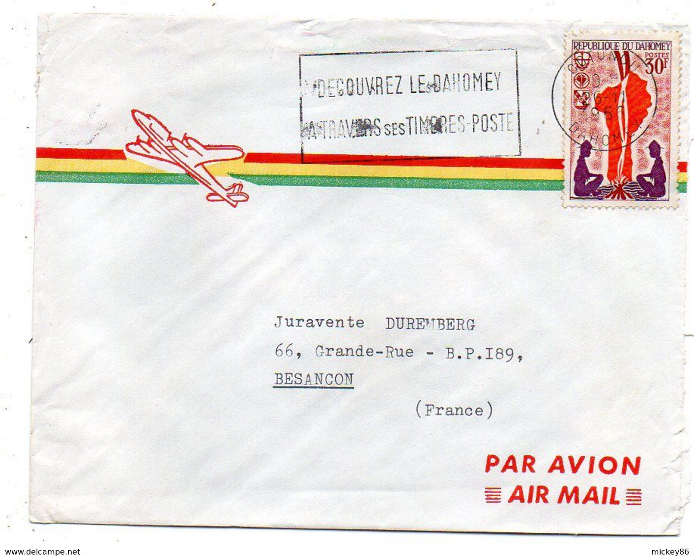 DAHOMEY-1966--lettre De COTONOU  Pour Besançon-25-- Tp " Scouts "  Seul Sur Lettre...Beau Cachet......à Saisir - Bénin – Dahomey (1960-...)