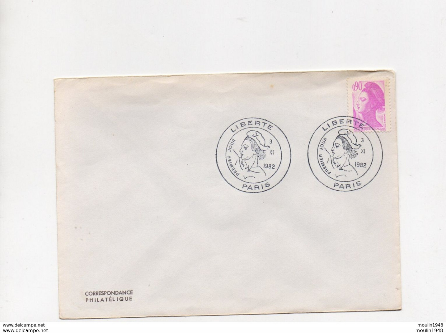 Enveloppe 1er Jour Type Liberté Delacroix Par Gandon  Paris  3 Novembre 1982  0,90 (YT 2242) - 1980-1989