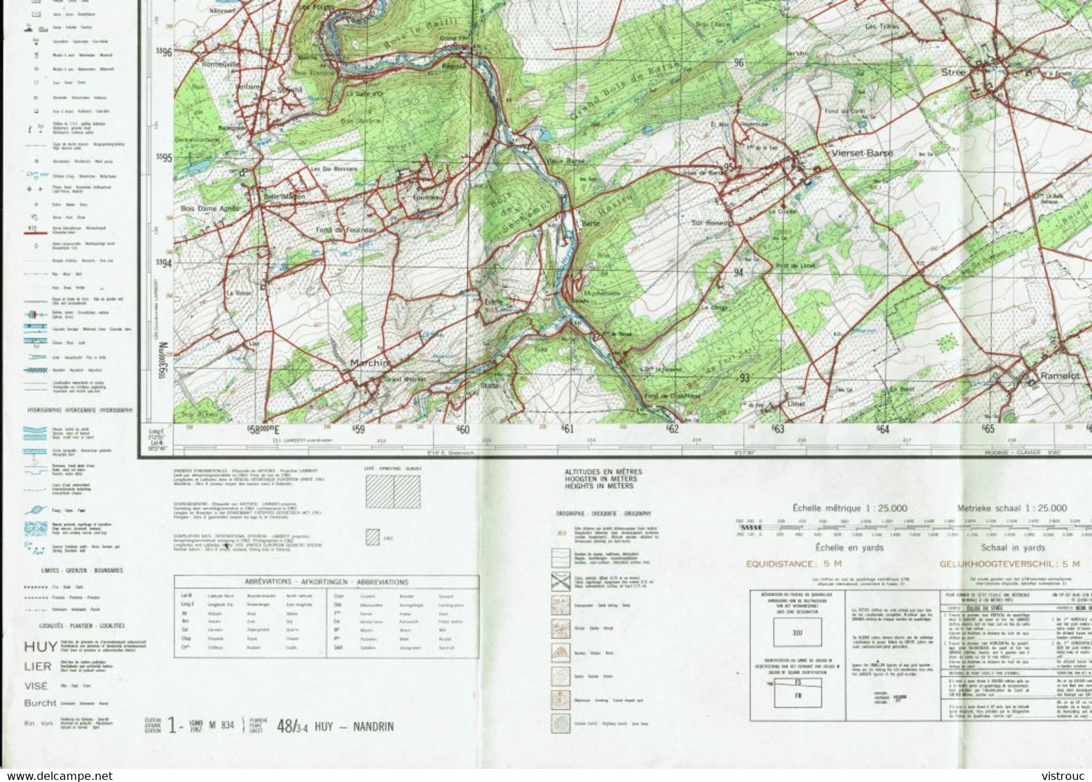 Institut Géographique Militaire Be - "HUY-NANDRIN" - N° 48/3-4 - Edition: 1967 - Echelle 1/25.000 - Cartes Topographiques