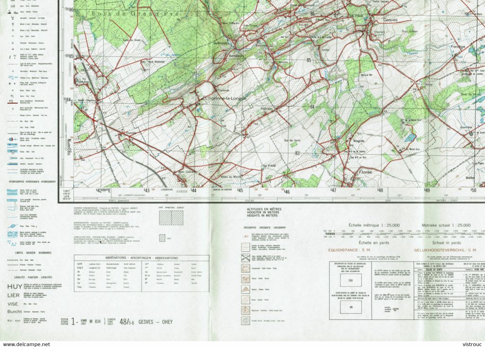 Institut Géographique Militaire Be - "GESVES-OHEY" - N° 48/5-6 - Edition: 1967 - Echelle 1/25.000 - Cartes Topographiques