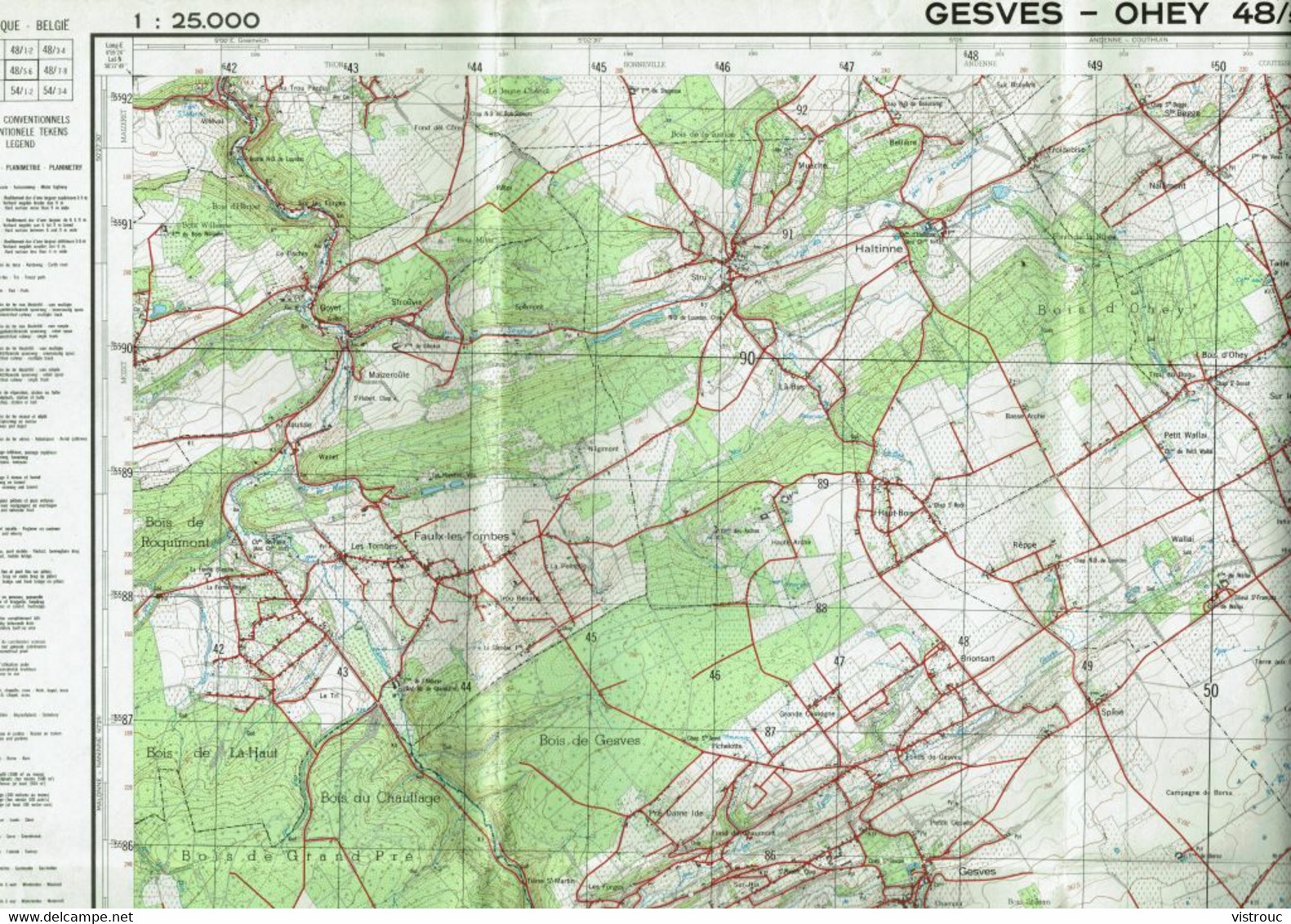 Institut Géographique Militaire Be - "GESVES-OHEY" - N° 48/5-6 - Edition: 1967 - Echelle 1/25.000 - Cartes Topographiques