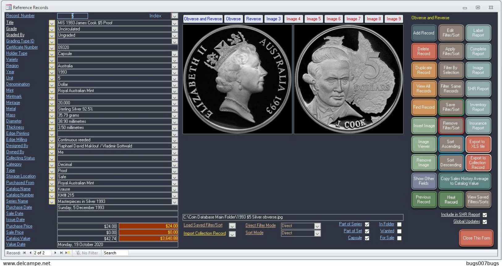 NEW 2020 Coin Collector Database Software CDROM also Supplied by DOWNLOAD