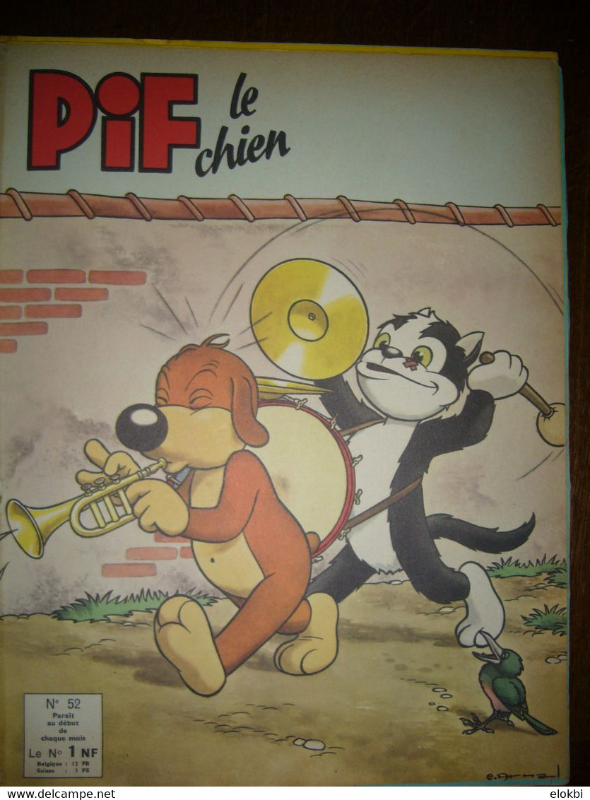 Les aventures de Pif le chien n°48  (3ème série) de février 1962 à n°53 de juillet 1962 relié dans un album n°6