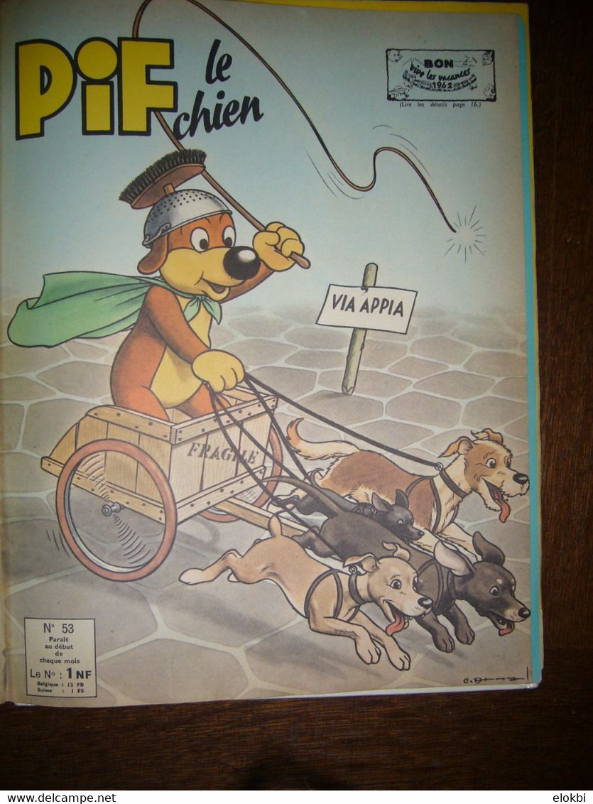 Les aventures de Pif le chien n°48  (3ème série) de février 1962 à n°53 de juillet 1962 relié dans un album n°6