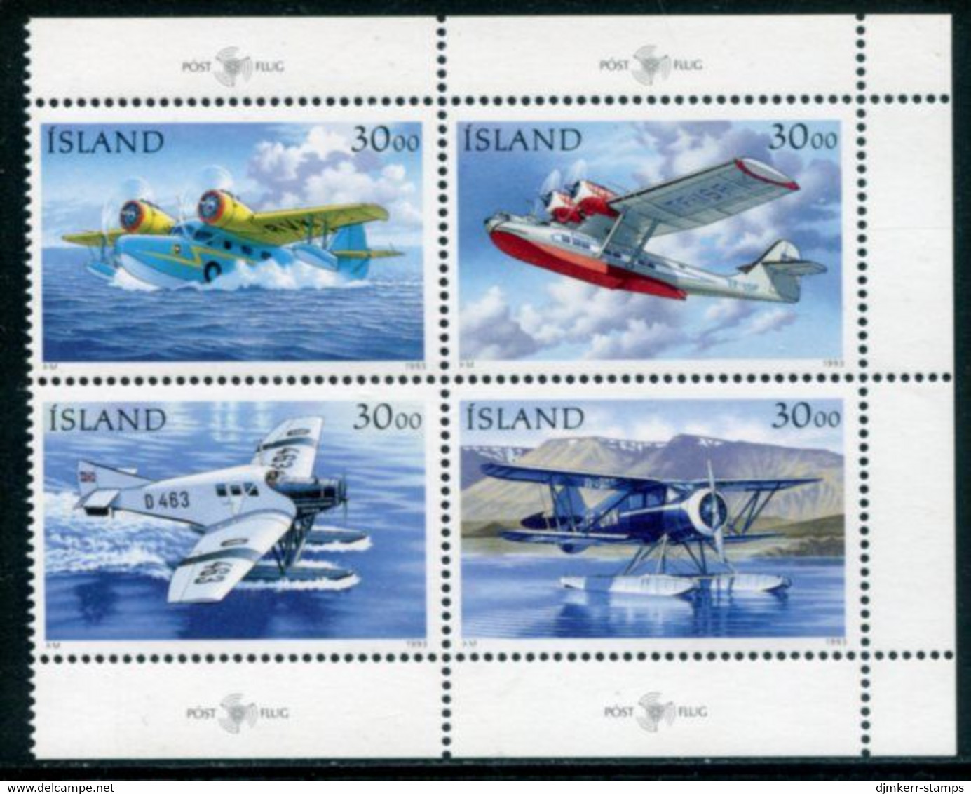 ICELAND 1993 Stamp Day: Mail Planes MNH / **  Michel 791-94 - Nuevos