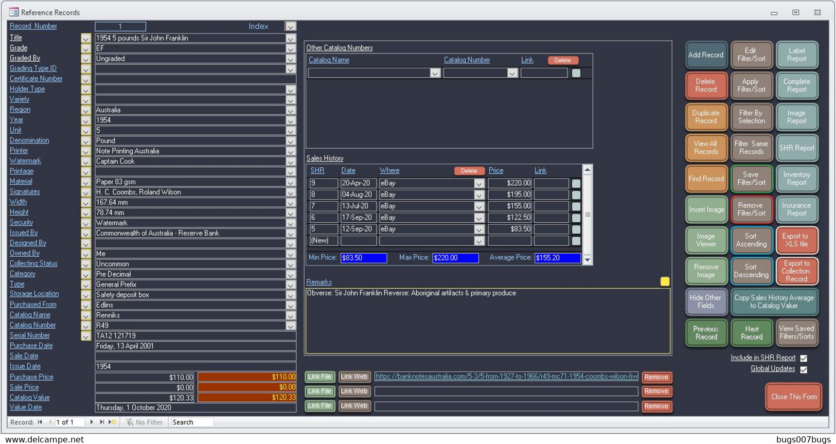 NEW 2020 Banknote Collector Database Software CDROM also Supplied by DOWNLOAD