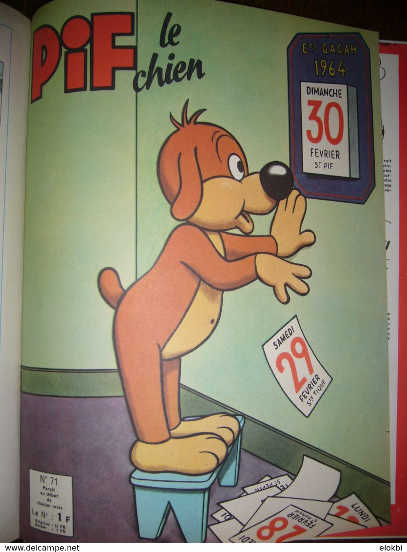 Les aventures de Pif le chien n°66 (3ème série) d’août 1963 à n°71 de janvier 1964 reliés dans un album n°9