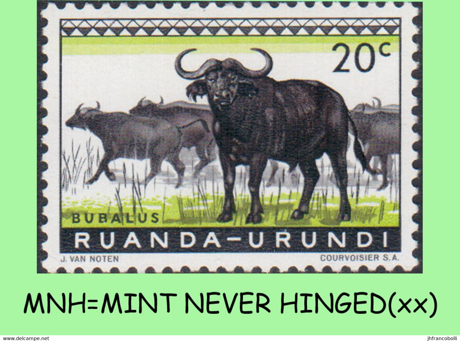 1959 ** RUANDA-URUNDI = RU 206 MNH PROTECTED ANIMALS BUFFALO ( BLOCK X 4 STAMPS WITH ORIGINAL GUM ) - Neufs