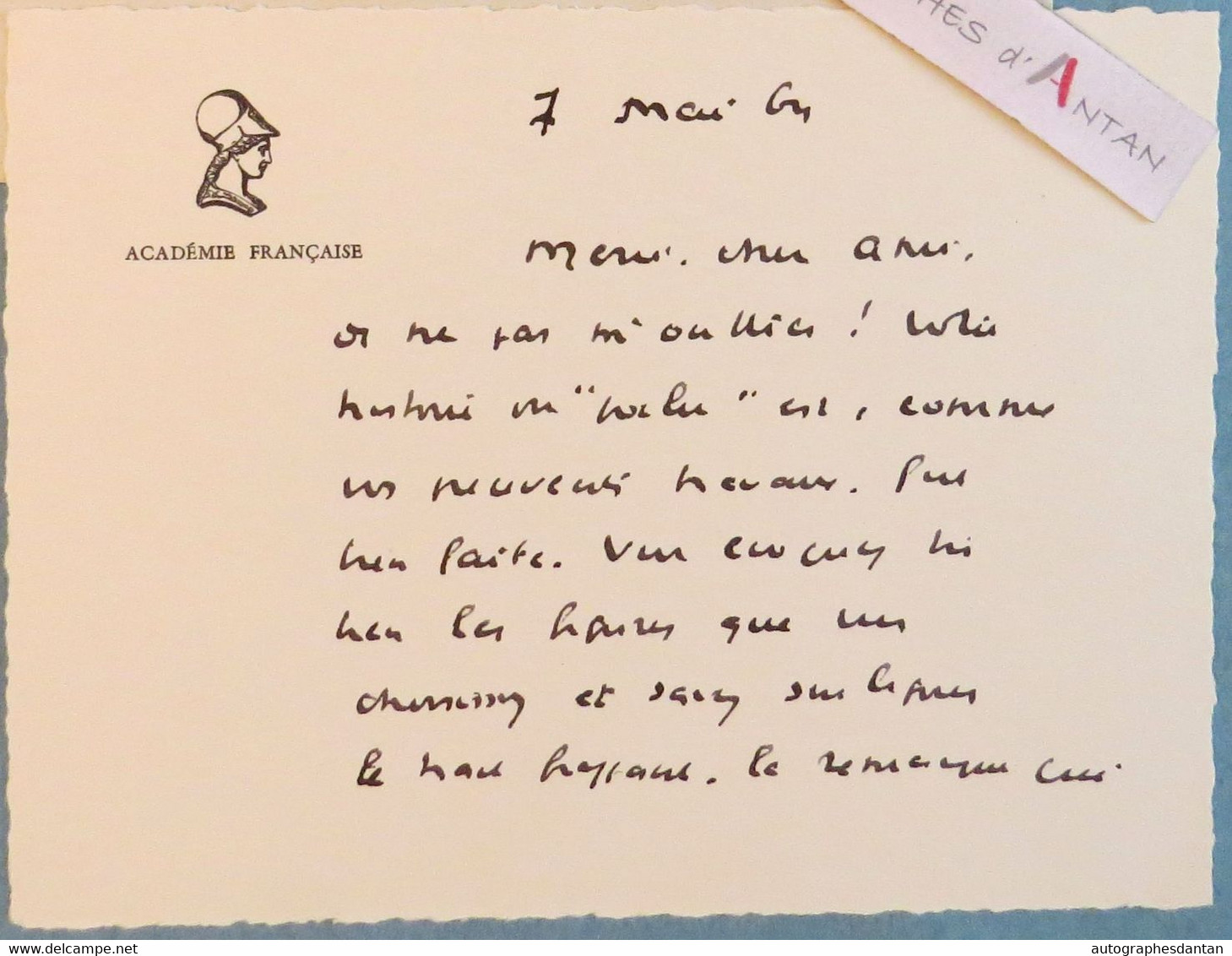 DANIEL ROPS 1964 écrivain - Académie Française - Carte Lettre Autographe - Né Henri Petiot Epinal Tresserve - Writers