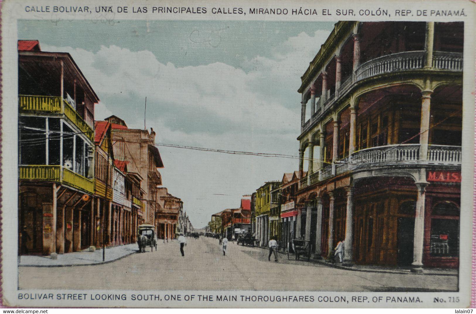 C. P. A. : PANAMA : Bolivar Street Looking South, One Of The Main Thoroughfares, Calle Bolivar, Mirando Hacia Sur, COLON - Panama