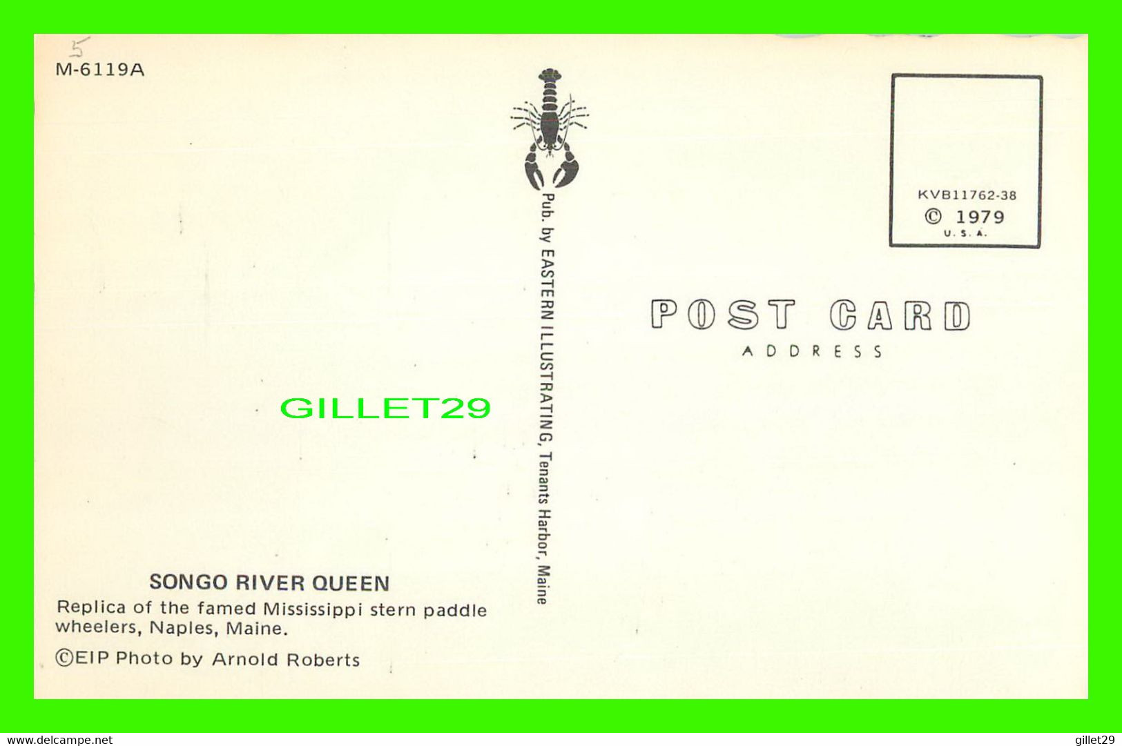 SHIP, BATEAU - " SONGO RIVER QUEEN " NAPLES, MAINE - EASTERN ILLUSTRATING 1979 - - Remorqueurs