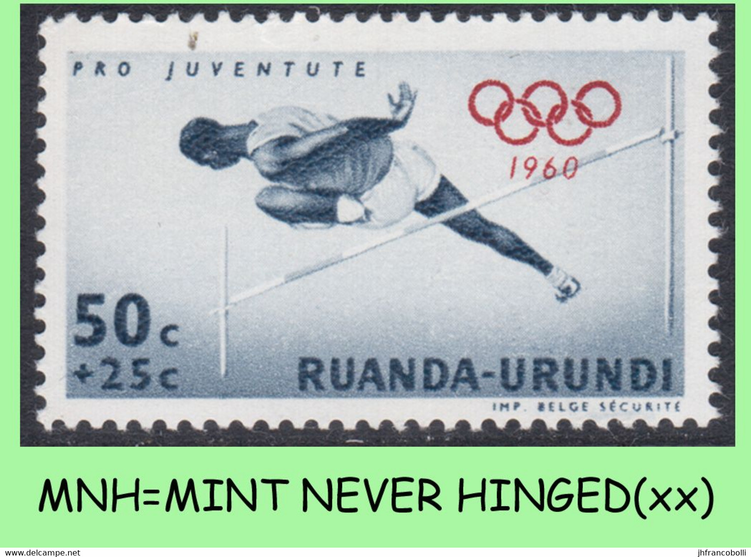 1960 ** RUANDA-URUNDI = RU 219 MNH ROME OLYMPICS POLE VAULT5( BLOCK X 4 STAMPS WITH ORIGINAL GUM ) - Unused Stamps