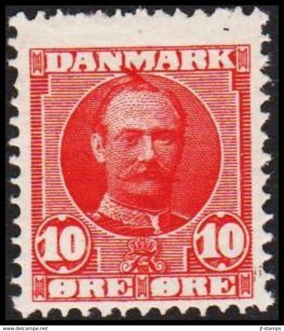 1907. DANMARK. Fr. VIII. 10 Øre With Variety: Extra Hair. Hinged.  (Michel 54 Var) - JF525589 - Ongebruikt