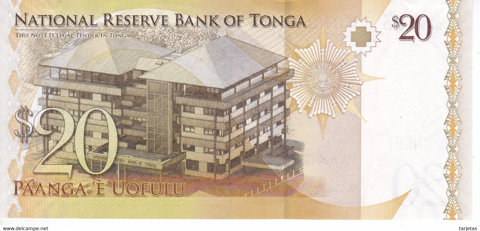 BILLETE DE TONGA DE 20 PA'ANGA DEL AÑO 2013 EN CALIDAD EBC (XF) (BANKNOTE) - Tonga