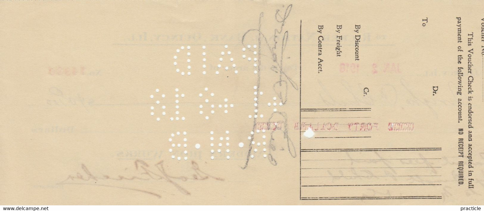 2438 Ricker National Bank Quincy Illinois Modern Iron Works 1918 - Schecks  Und Reiseschecks