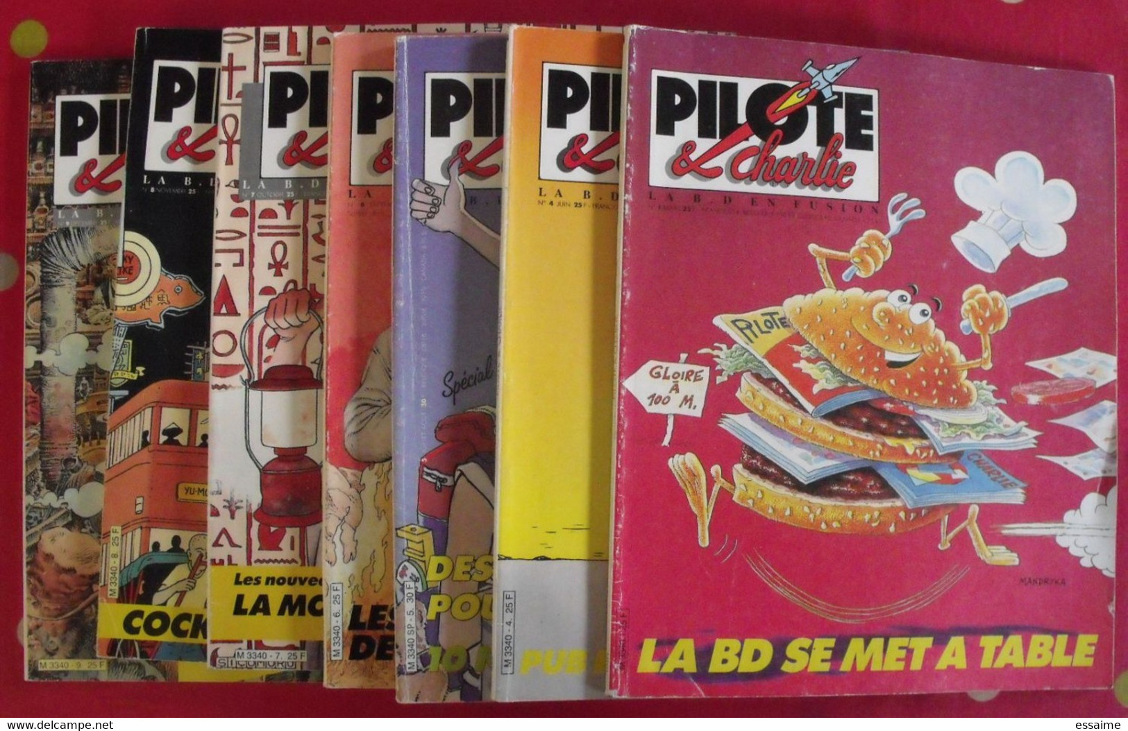 Lot De 7 Numéros Du Magazine Pilote & Charlie. 1986. N° 1, 4,5,6,7,8,9 - Pilote