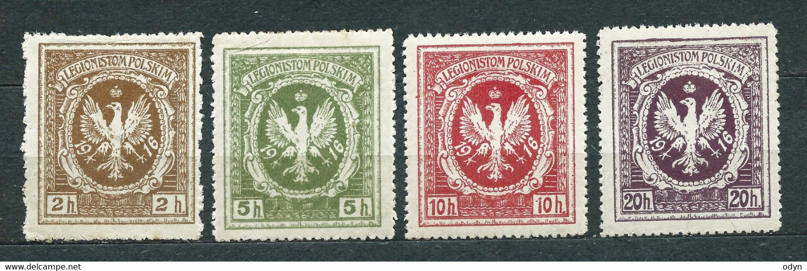 Poland, 1916 - Polish Eagle - Complete Set Of Labels  Aid For Polish Legionnaires ** MNH (see Description) - Vignettes