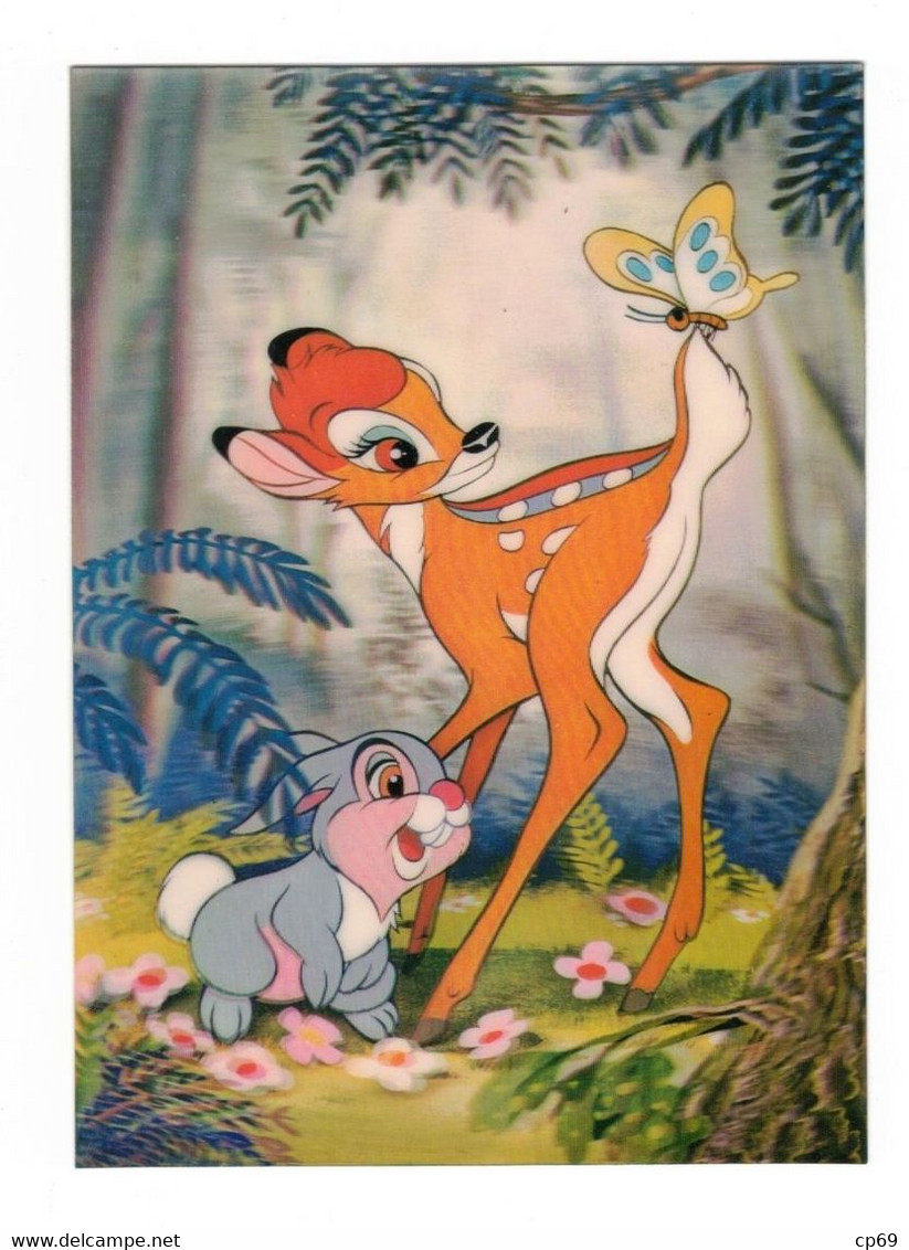 Carte 2D Walt Disney Production Bambi Faon Lapin Rabbit Papillon Butterfly Bambi Mit Seinem Freund Klopfer PK-227 Sup.E - Altri & Non Classificati