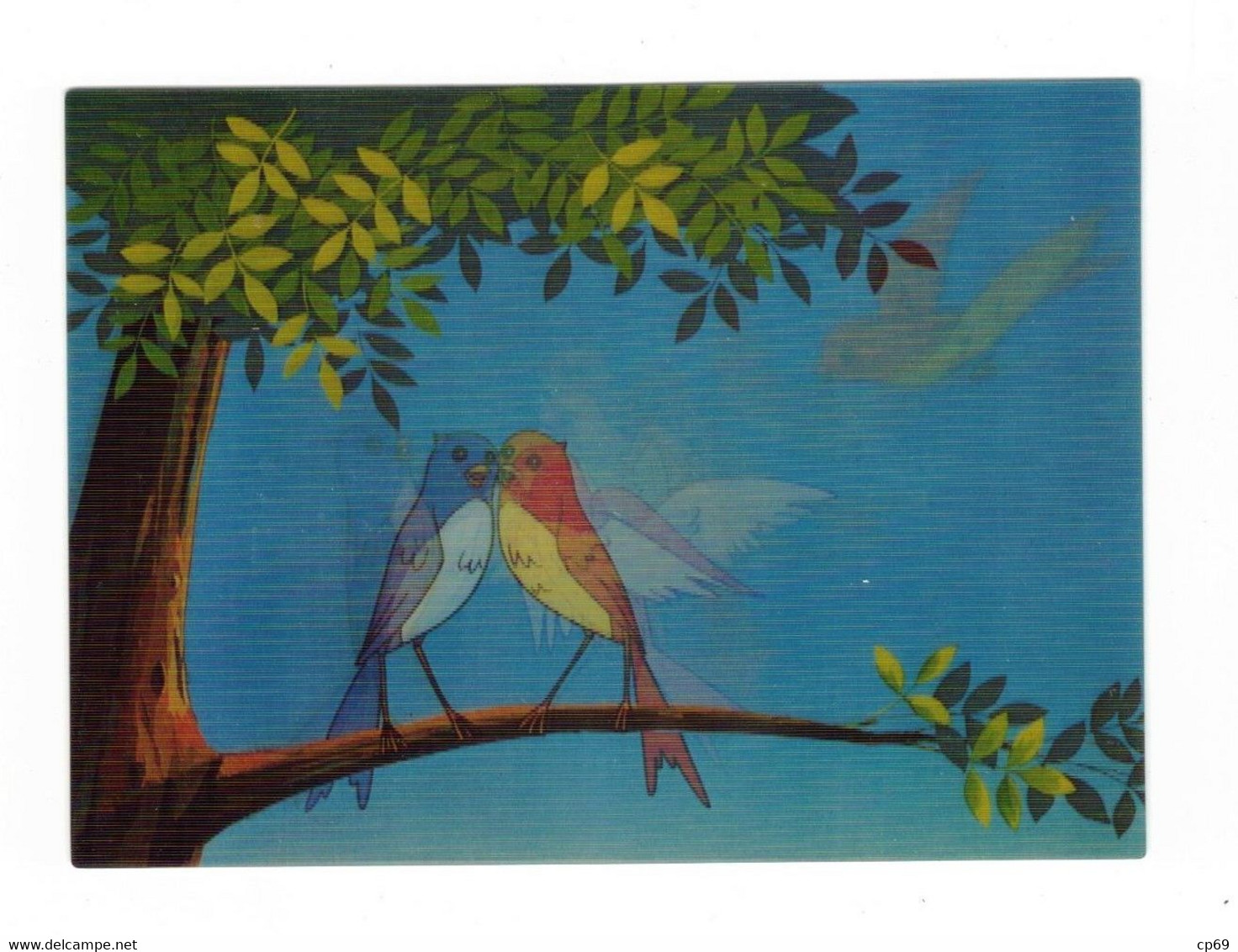 Carte 3D Oiseau Bird Uccello Arbre Tree Albero CS-230 Dos Blanc Format 10,5 Cm X 14,5 Cm En Superbe.Etat - Altri & Non Classificati