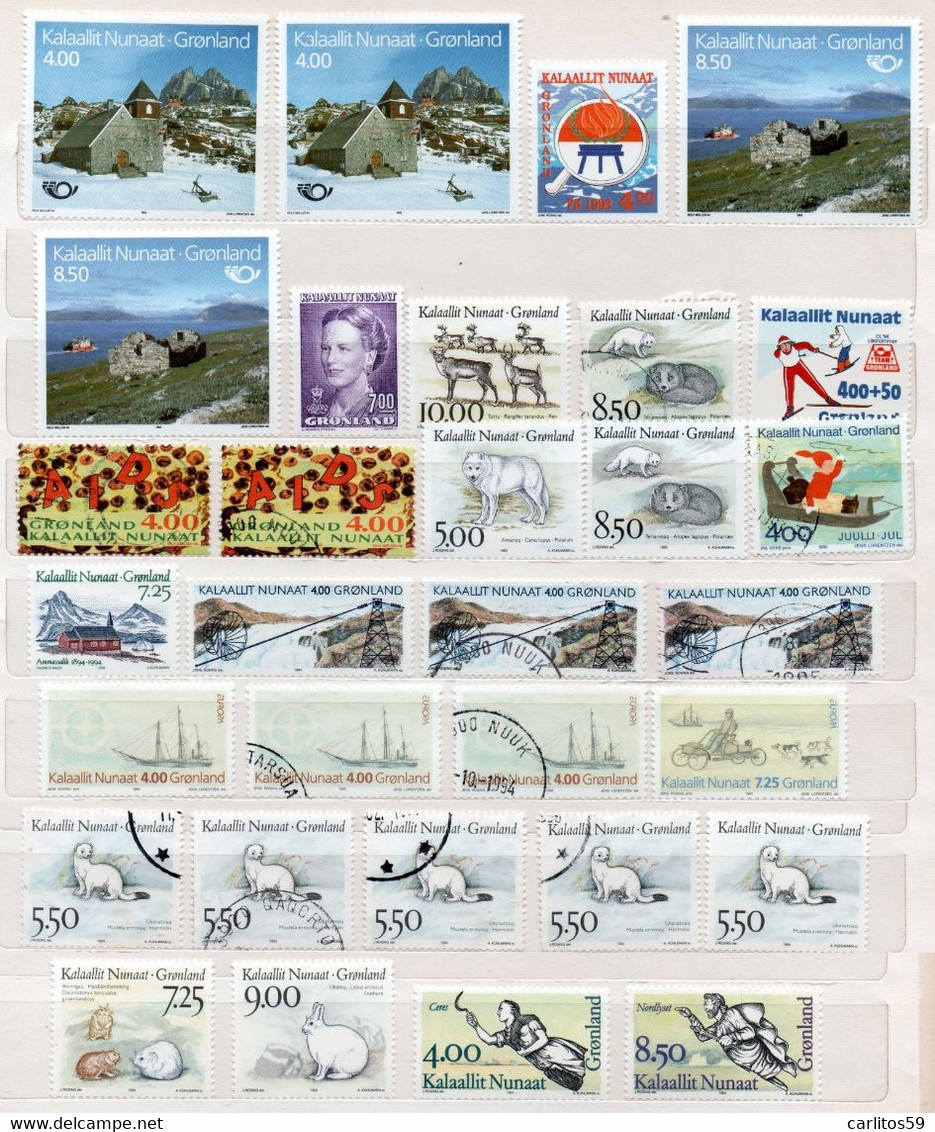 Groenlandia (Grönland) – Lotto 1 di Francobolli  Usati, Nuovi e Linguellati