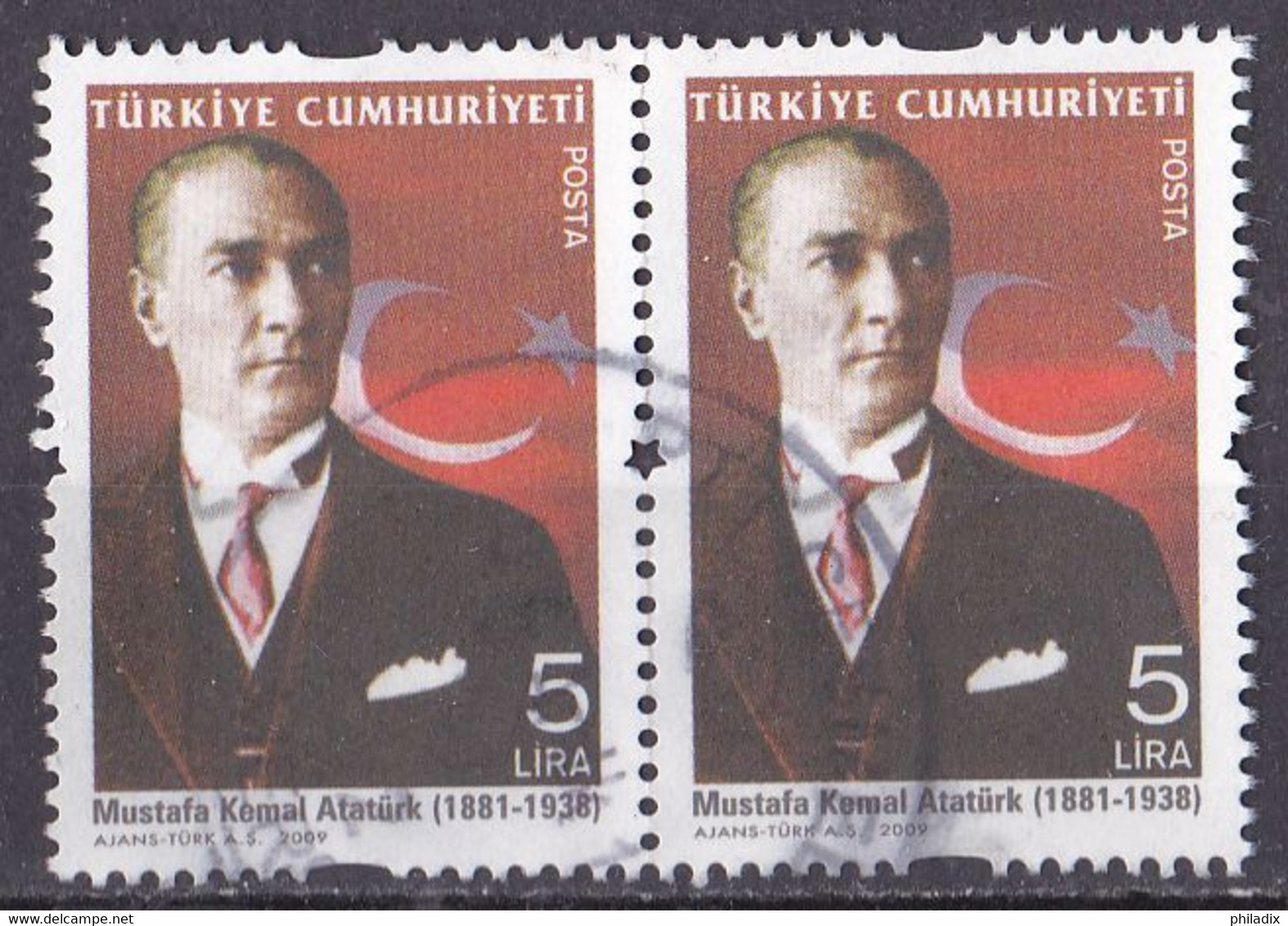 Türkei Marke Von 2009 O/used (waagrechtes Paar) (A1-37) - Used Stamps