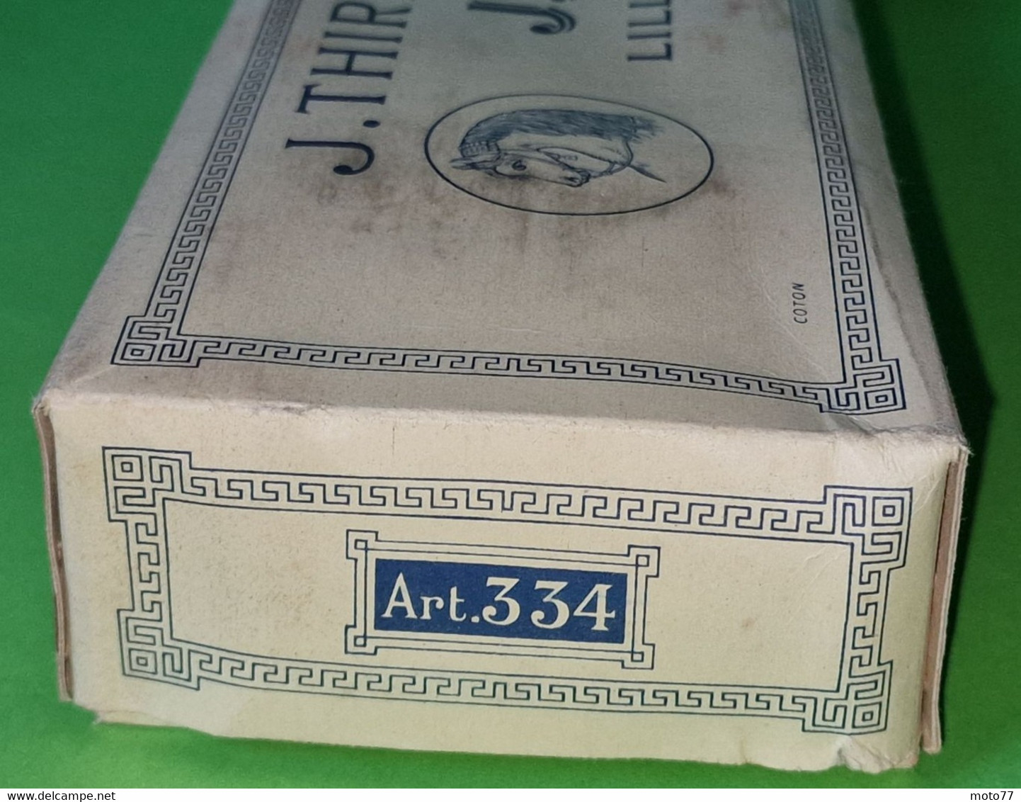 Ancienne Boite Carton Vide Pour 12 Bobines De Fils Noires - Publicité Mercerie THIRIEZ J.T.P.F.- Cheval Vert - Vers 1950 - Boîtes
