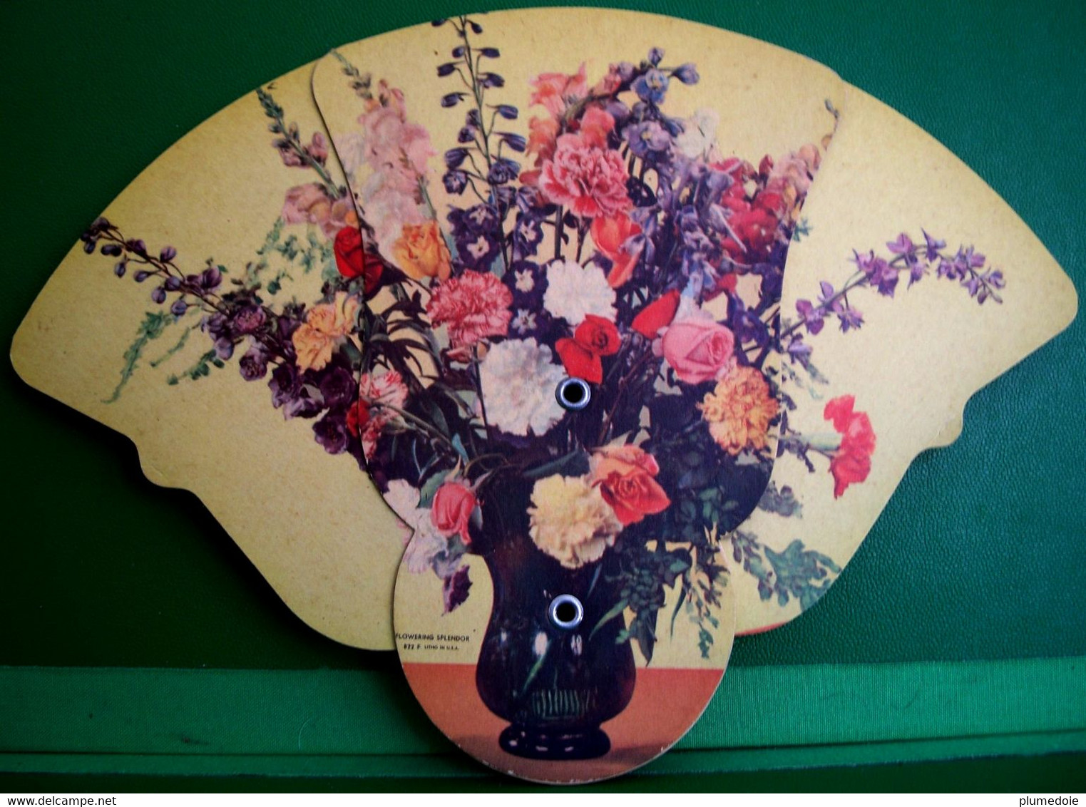 Grand DECOUPI Articulé EVENTAIL Aux FLEURS , LARGE 26 Cm , Old SHAPED SCRAP FAN ARTICULATED FLOWERING SPLENDOR - Fiori