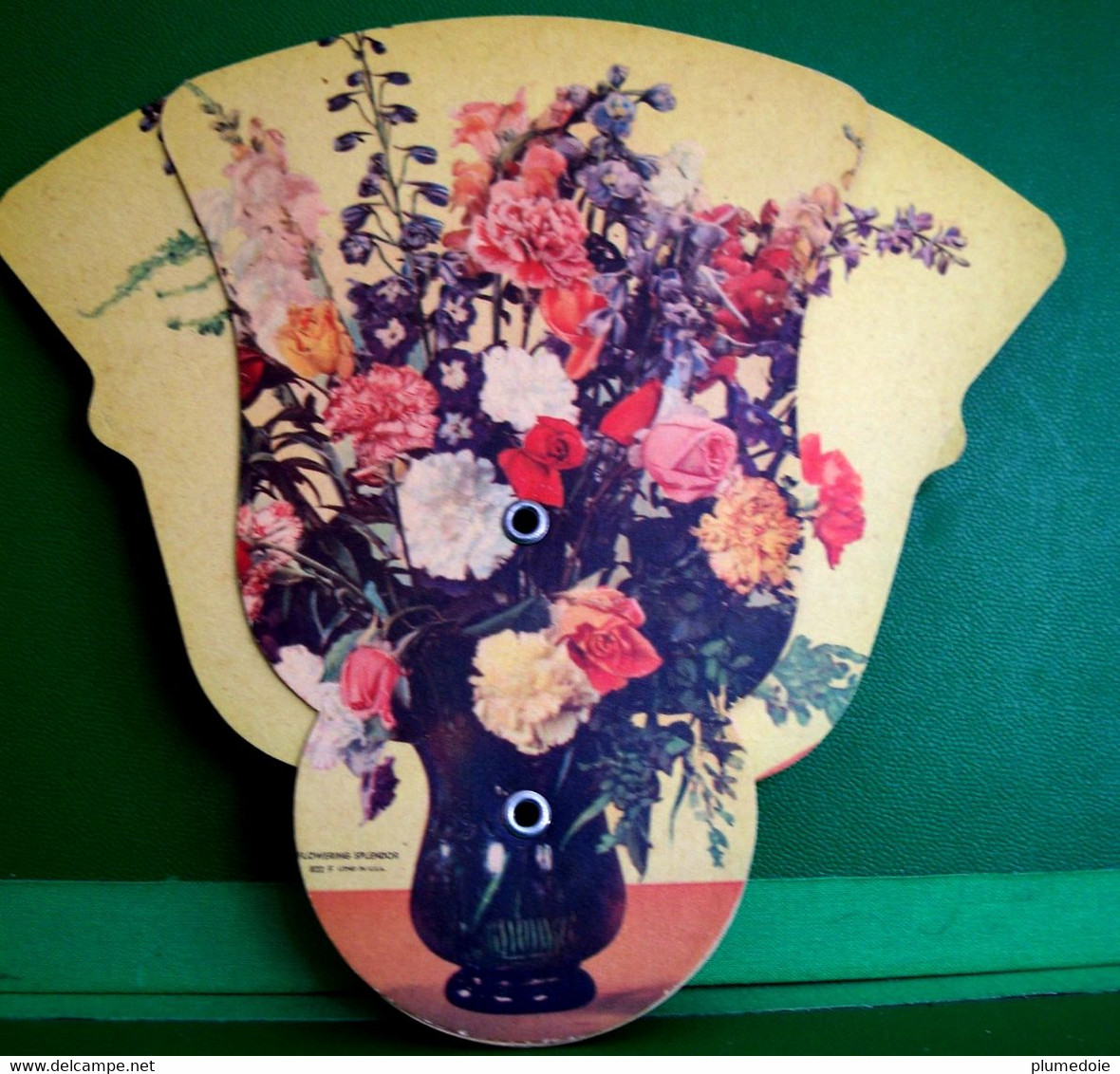 Grand DECOUPI Articulé EVENTAIL Aux FLEURS , LARGE 26 Cm , Old SHAPED SCRAP FAN ARTICULATED FLOWERING SPLENDOR - Flowers