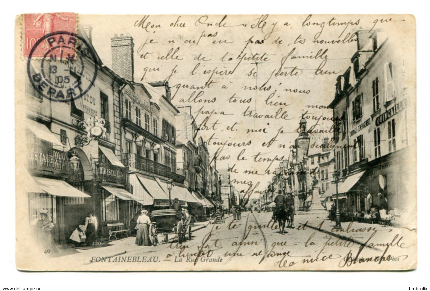 FONTAINEBLEAU (77)  -  Lot De 5 Cartes-postales Animée Dont Gare, Rue Grande, Chasse à Courre . . . . . . - Fontainebleau