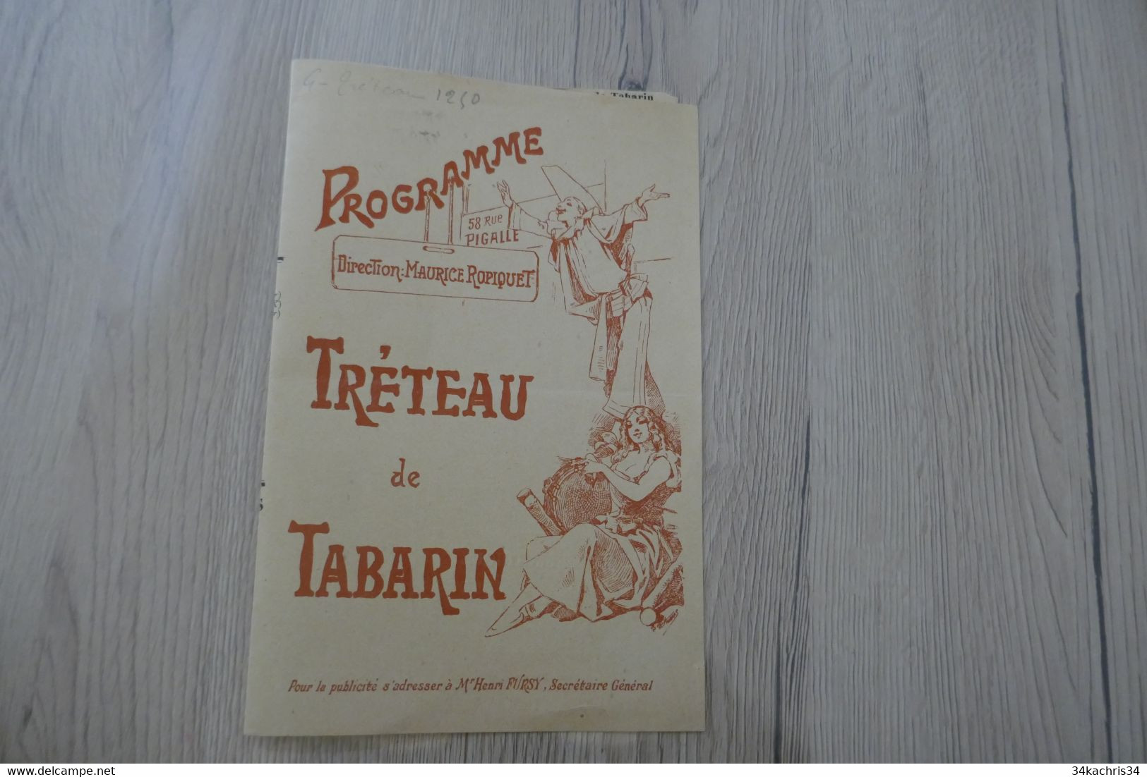 Programme Tréteau De Tabarin 58 Rue Pigalle M.Ropiquet - Programme