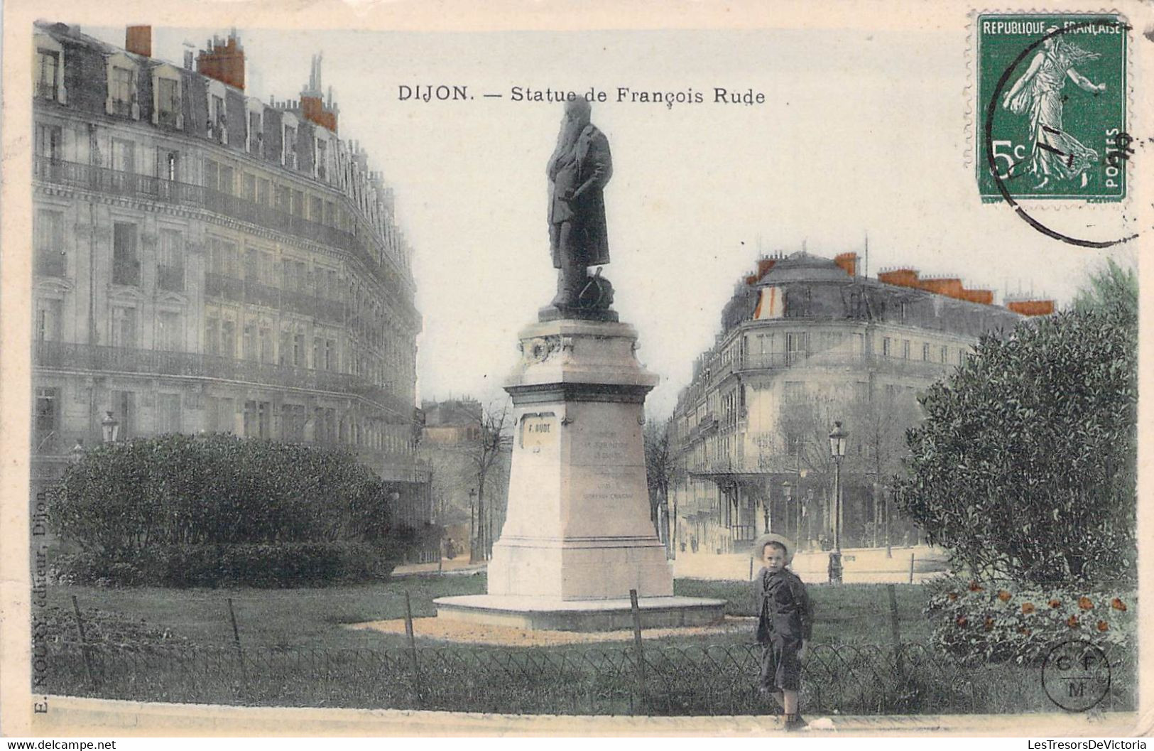 CPA - 21 - DIJON - Statue De François Rude - Animation Petit Garçon Pose Devant Pour La Photo - Colorisée - Dijon