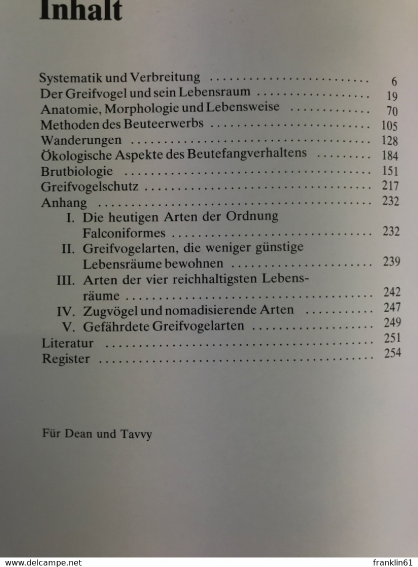 Die Greifvögel : Ihre Biologie Und Ökologie. - Animales