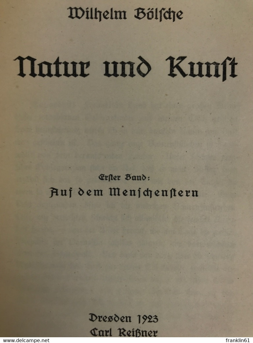 Natur Und Kunst. Band 1 Und 2 KOMPLETT. - Philosophie