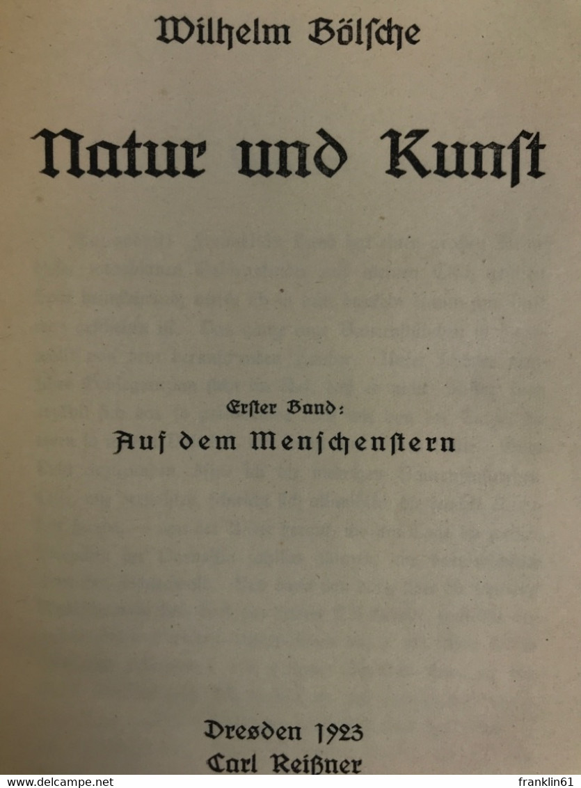 Natur Und Kunst. Band 1 Und 2 KOMPLETT. - Filosofie
