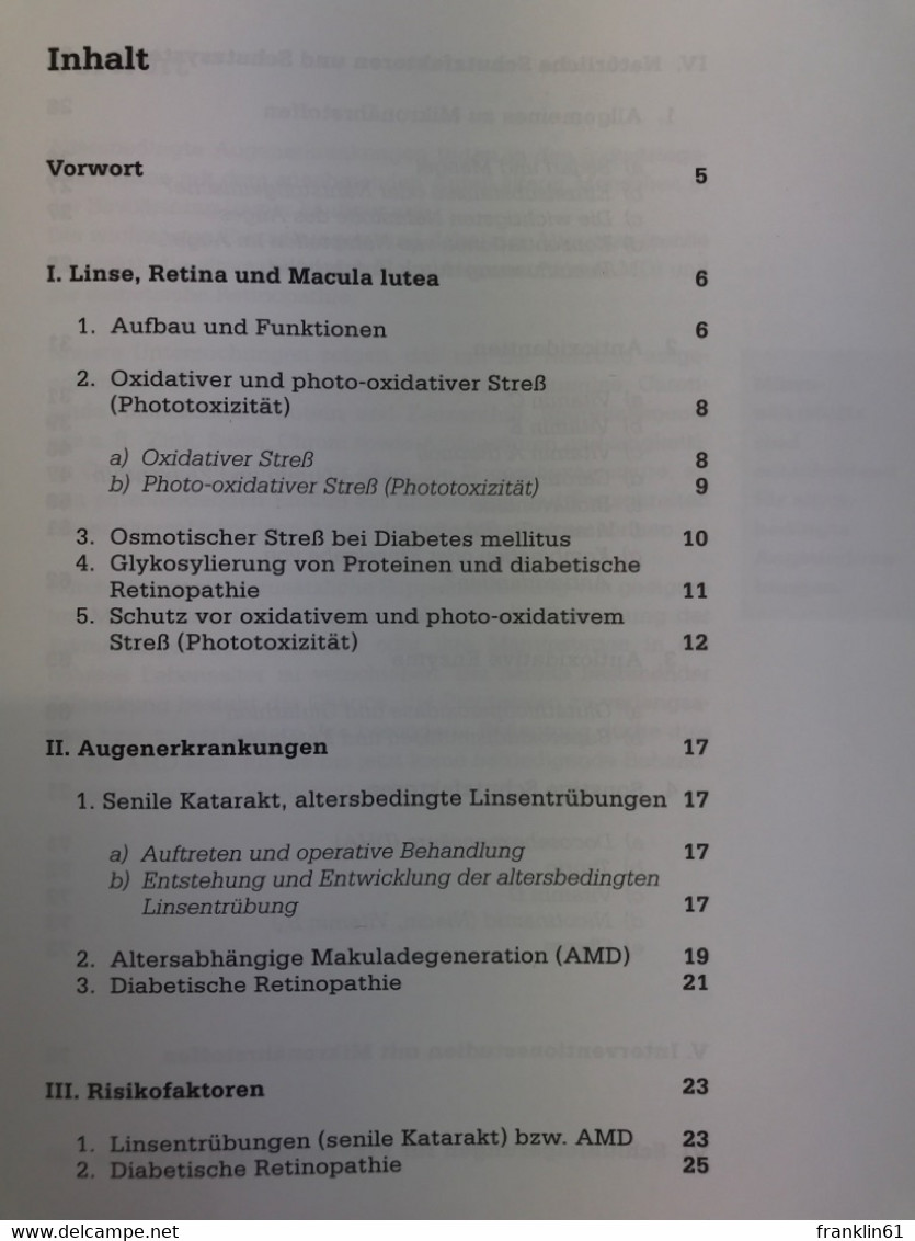 Die Bedeutung Von Mikronährstoffen Bei Seniler Katarakt, Altersabhängiger Makuladegeneration Und Diabetischer - Health & Medecine