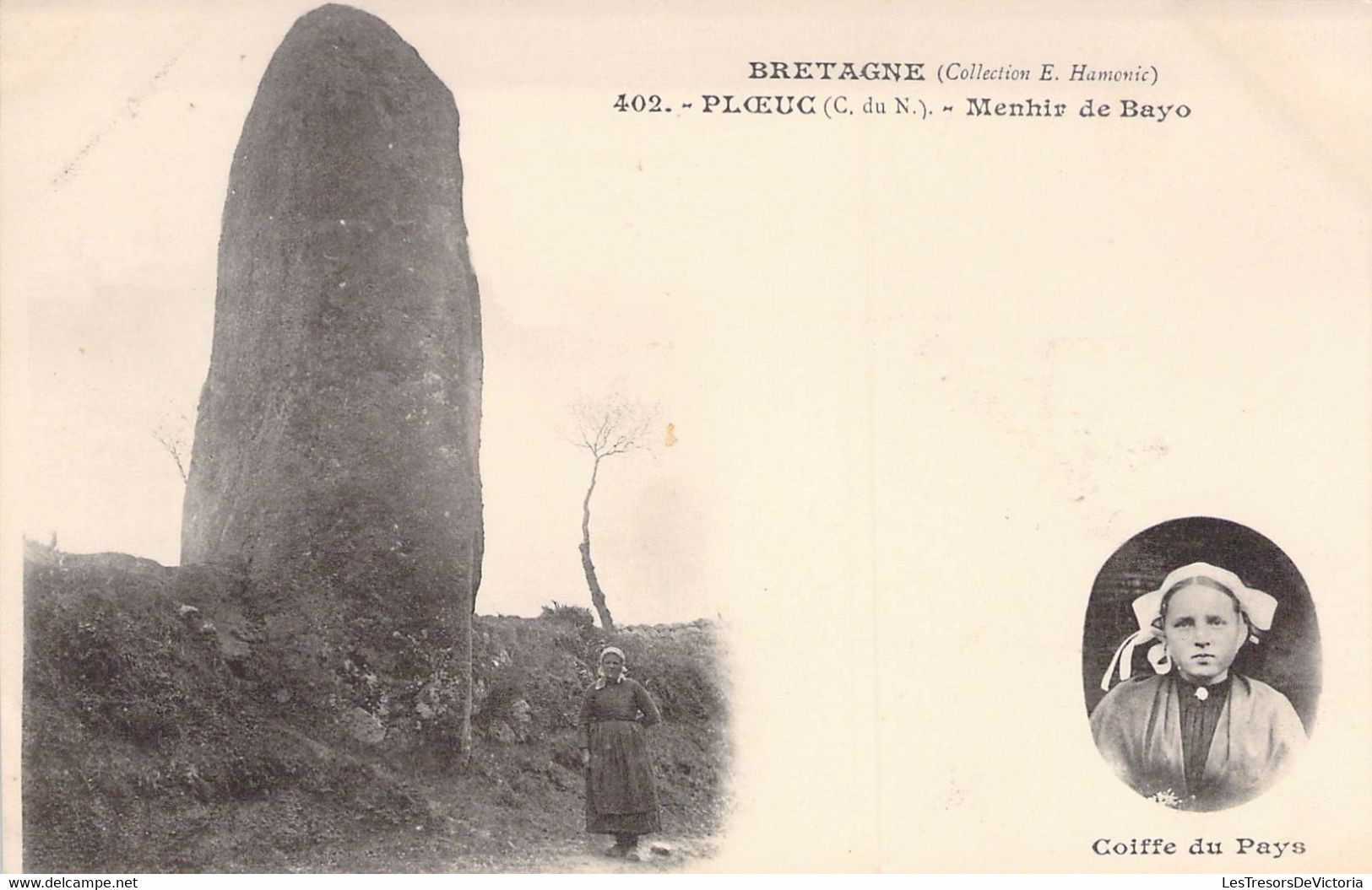 CPA - 22 - PLOEUX - Mehir De Bayo - Coiffe Du Pays - Dos Non Divisé - Dolmen & Menhirs