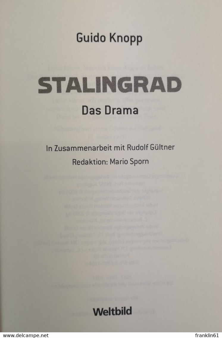 Stalingrad. Das Drama. - 5. Zeit Der Weltkriege