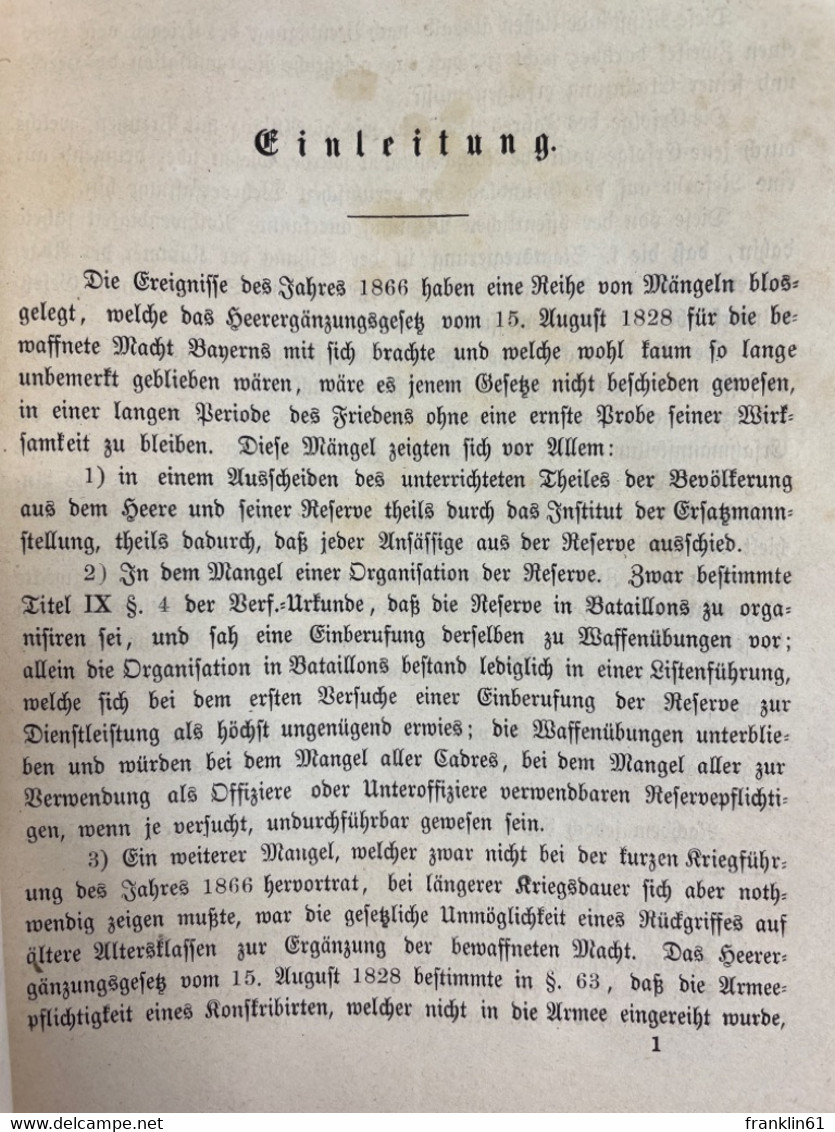 Gesetz vom 30.Januar 1868, die Wehrverfassung betreffend, mit Erläuterungen.