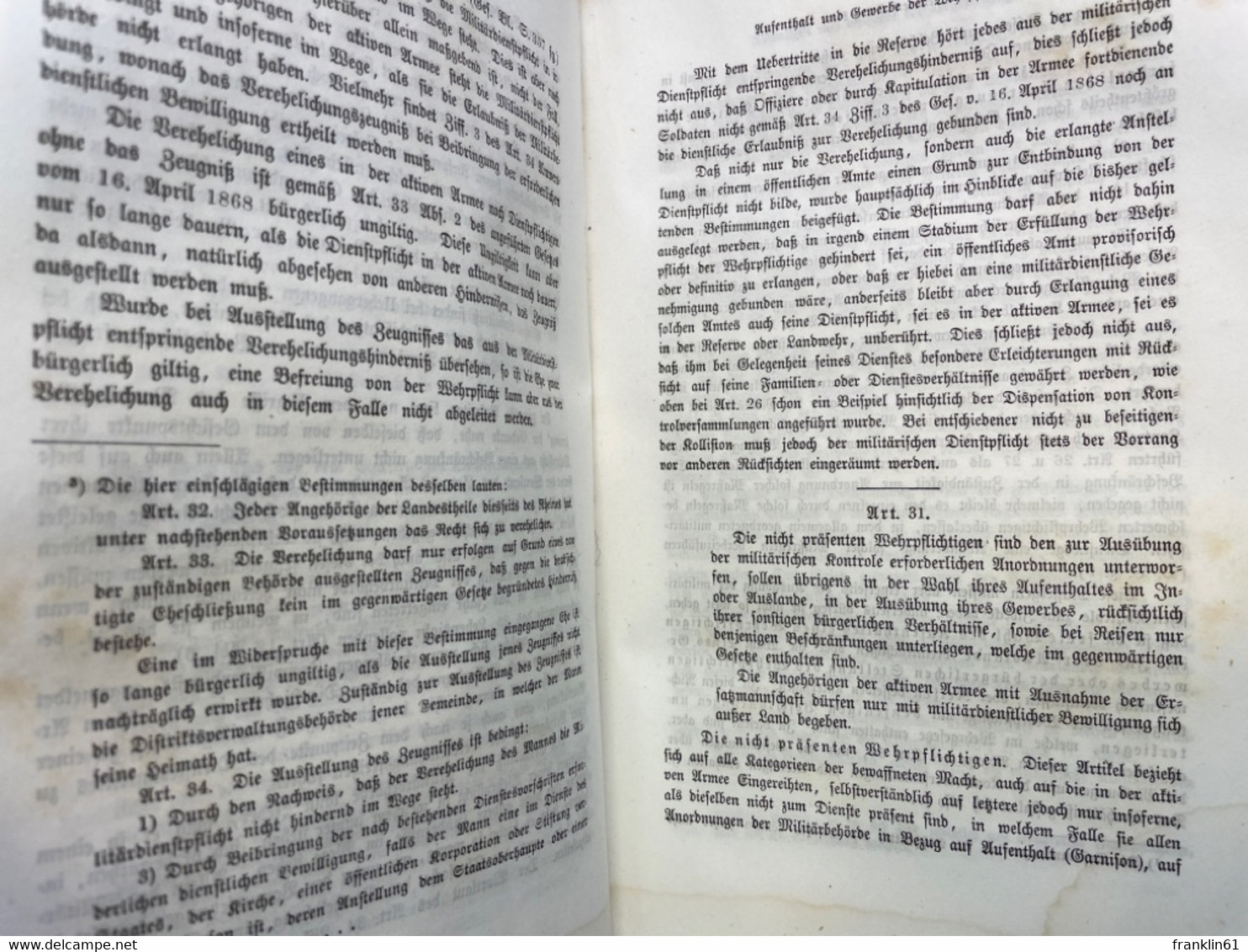 Gesetz vom 30.Januar 1868, die Wehrverfassung betreffend, mit Erläuterungen.